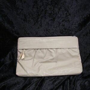 Tandem, clutch purse, taupe faux leather